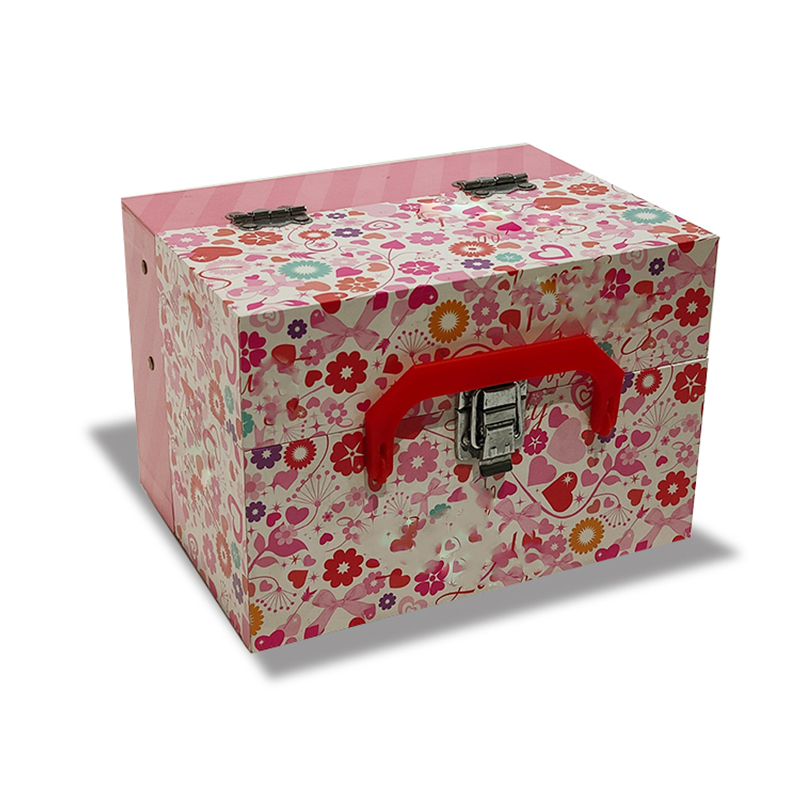粉色异型礼盒手提三层化妆品首饰盒