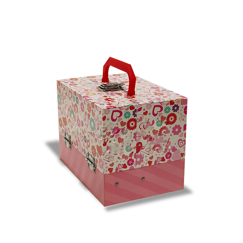粉色异型礼盒手提三层化妆品首饰盒